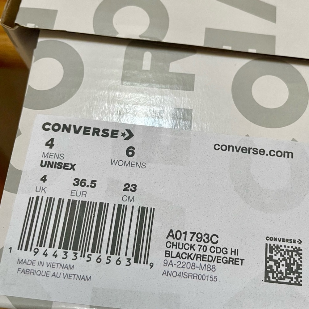 CONVERSE COMME DES GARCONS SZ 4 - Picture 3 of 6